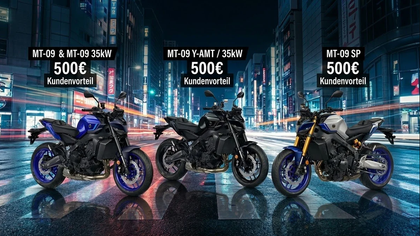 Yamaha MT-09: Jetzt bis zu 500 € Kundenvorteil sichern!